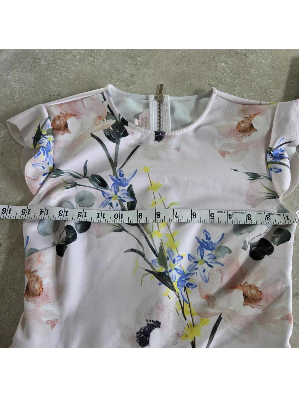 ted baker Floral Print Cap Sleeve Fit and Flare Dress sz 2 - Picture 3 of 7